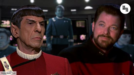 Leonard Nimoy and Jonathan Frakes as Spock and Riker in Star Trek